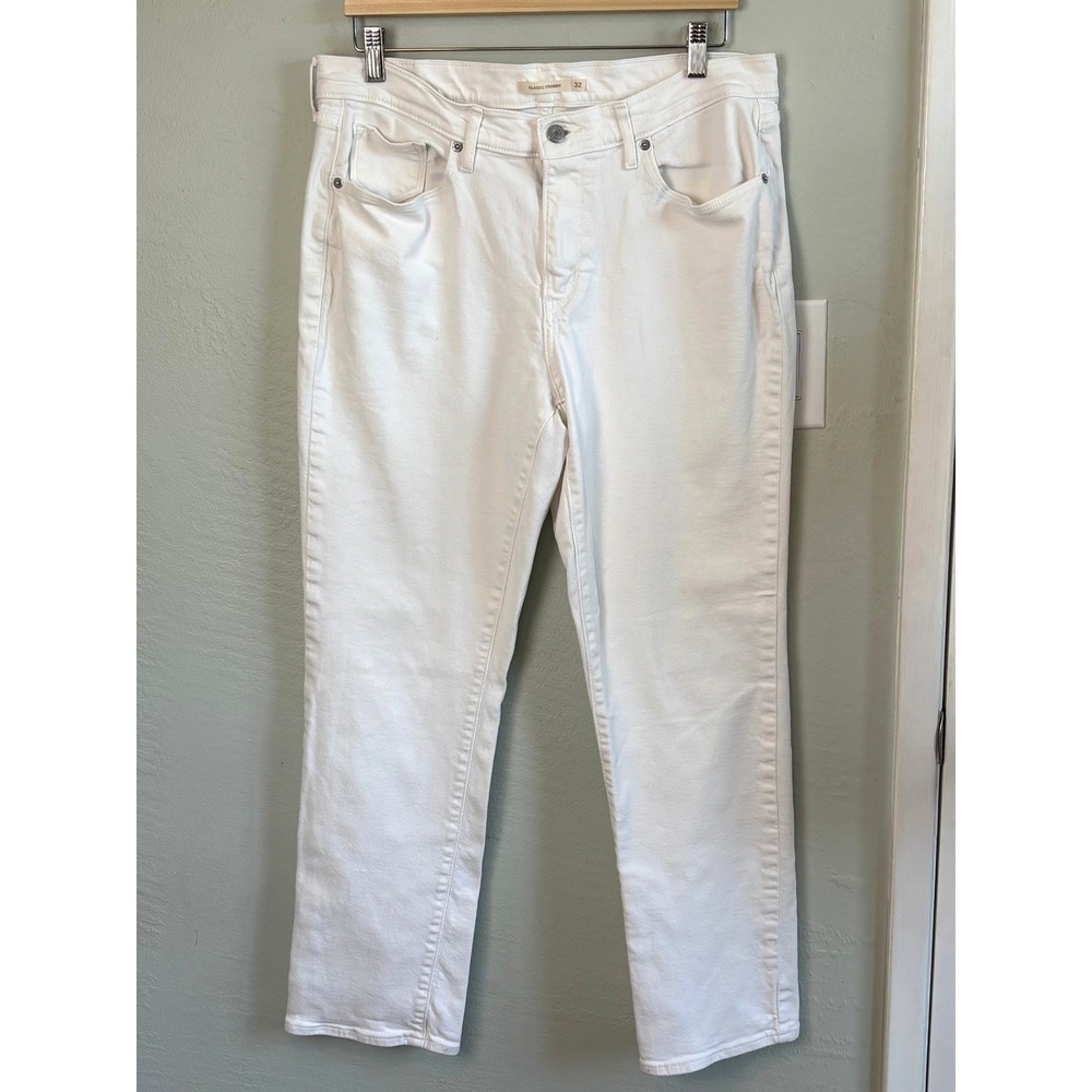 Levi's 724 High Rise Straight Jeans White Women's 32 / 14 Stretch Denim‎